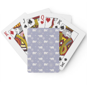Christmas pattern with polar bears and snowflakes poker cards