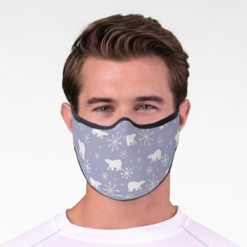 Christmas pattern with polar bears and snowflakes premium face mask