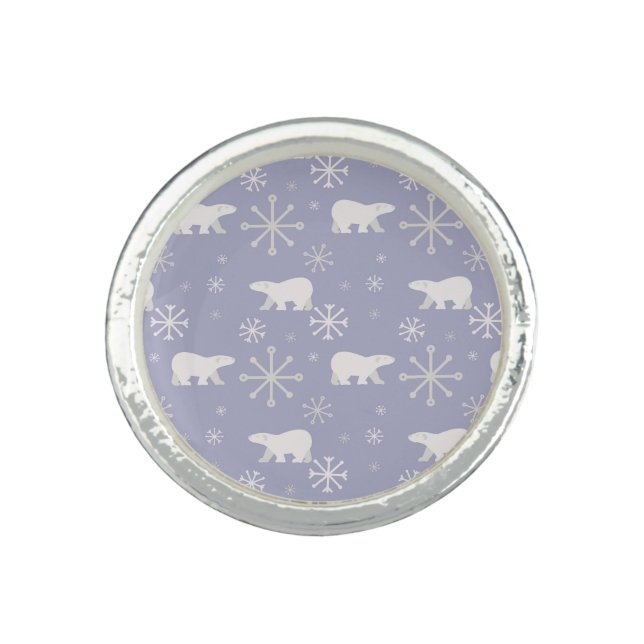 Christmas pattern with polar bears and snowflakes ring (Front)