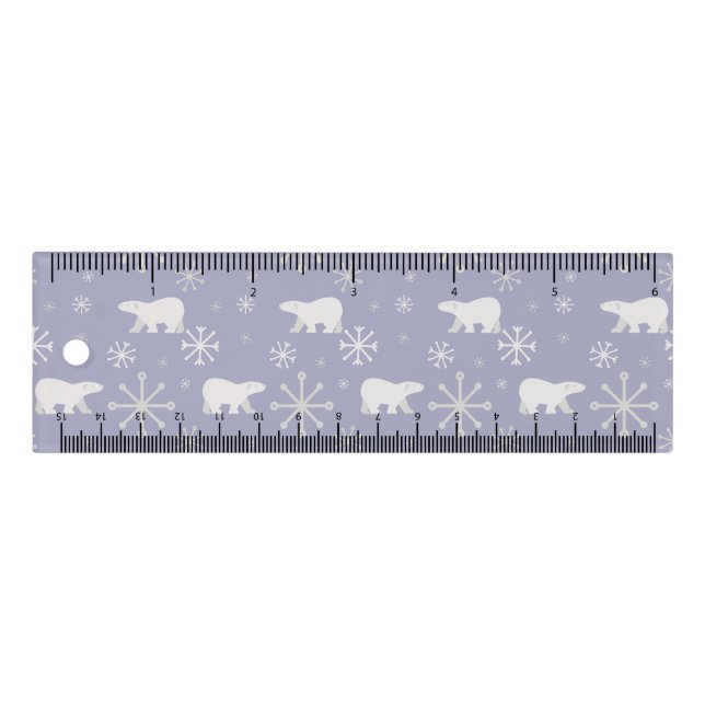 Christmas pattern with polar bears and snowflakes ruler (Front)