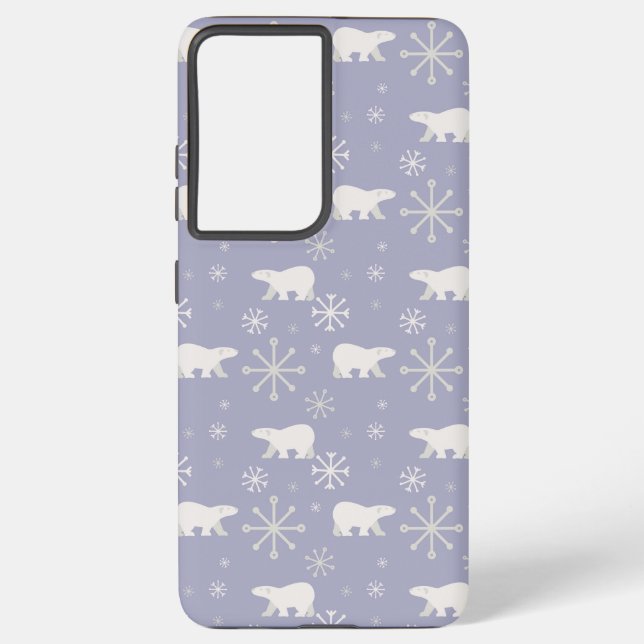 Christmas pattern with polar bears and snowflakes samsung galaxy case (Back)
