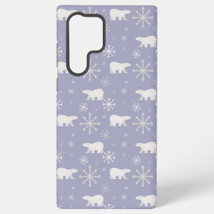 Christmas pattern with polar bears and snowflakes samsung galaxy s22 ultra case