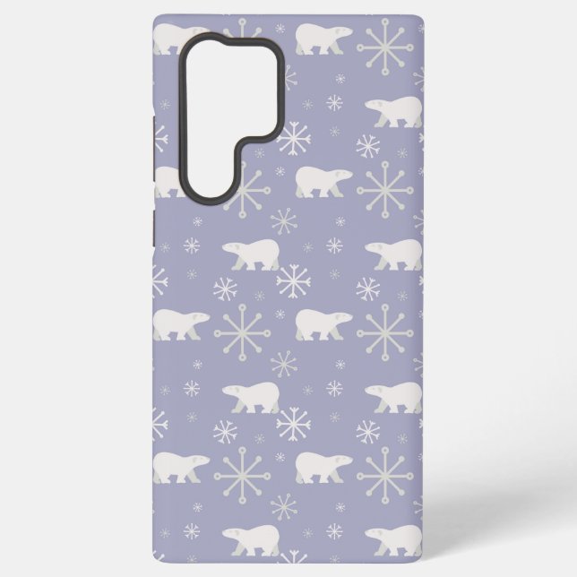 Christmas pattern with polar bears and snowflakes samsung galaxy case (Back)