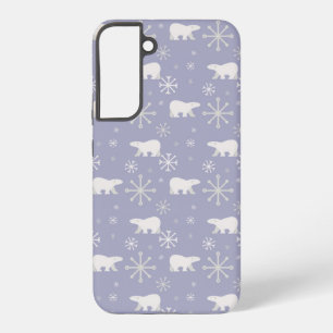 Christmas pattern with polar bears and snowflakes samsung galaxy s22+ case