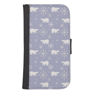 Christmas pattern with polar bears and snowflakes galaxy s4 wallet case