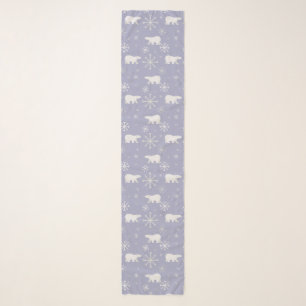 Christmas pattern with polar bears and snowflakes scarf