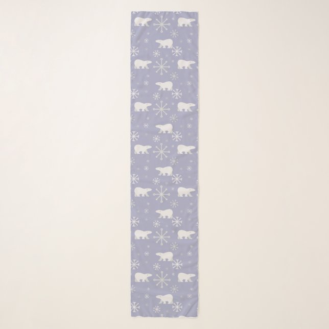 Christmas pattern with polar bears and snowflakes scarf (Front)