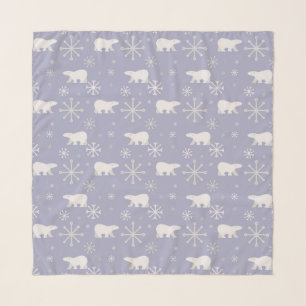 Christmas pattern with polar bears and snowflakes scarf