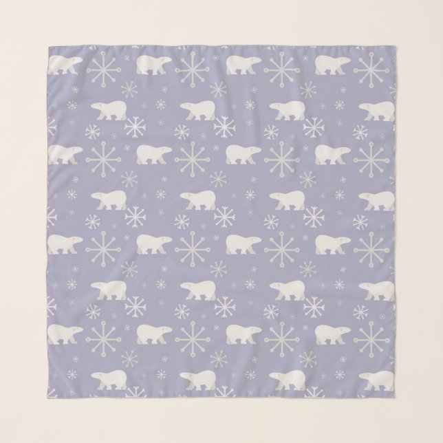 Christmas pattern with polar bears and snowflakes scarf (Front)