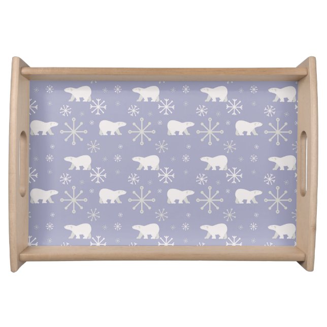 Christmas pattern with polar bears and snowflakes serving tray (Front)