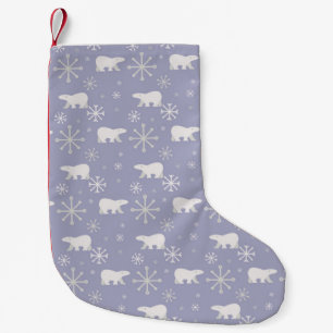Christmas pattern with polar bears and snowflakes small christmas stocking