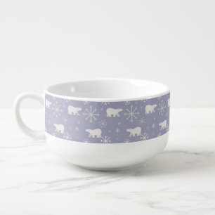 Christmas pattern with polar bears and snowflakes soup mug