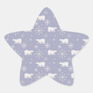 Christmas pattern with polar bears and snowflakes star sticker