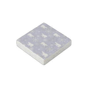 Christmas pattern with polar bears and snowflakes stone magnet