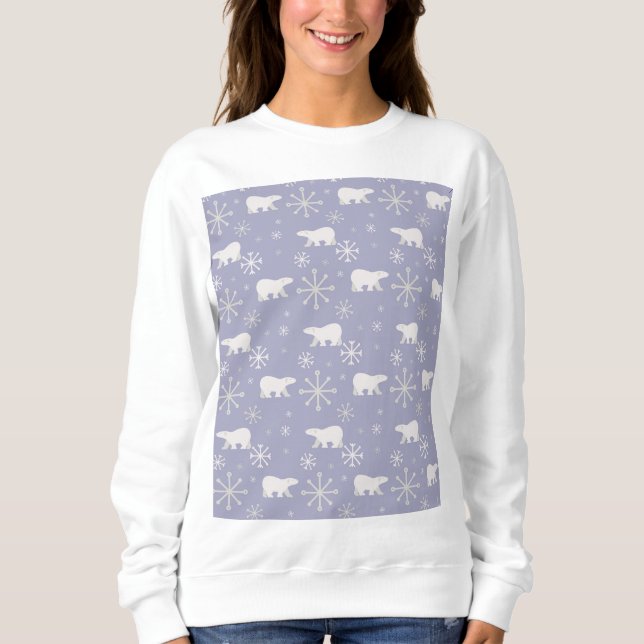 Christmas pattern with polar bears and snowflakes sweatshirt (Front)