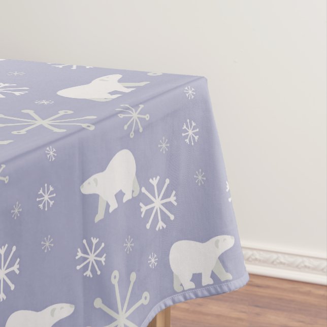 Christmas pattern with polar bears and snowflakes tablecloth (In Situ)