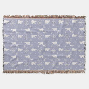 Christmas pattern with polar bears and snowflakes throw blanket