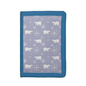 Christmas pattern with polar bears and snowflakes tri-fold wallet