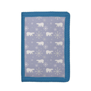 Christmas pattern with polar bears and snowflakes tri-fold wallet