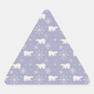 Christmas pattern with polar bears and snowflakes triangle sticker