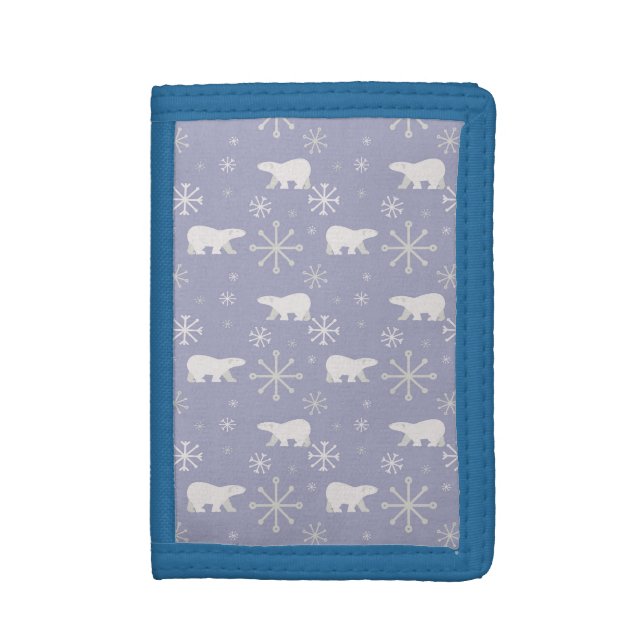 Christmas pattern with polar bears and snowflakes trifold wallet (Front Vertical)