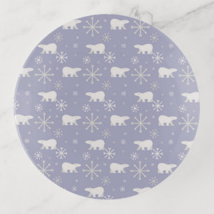 Christmas pattern with polar bears and snowflakes trinket tray