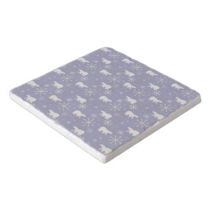 Christmas pattern with polar bears and snowflakes trivet