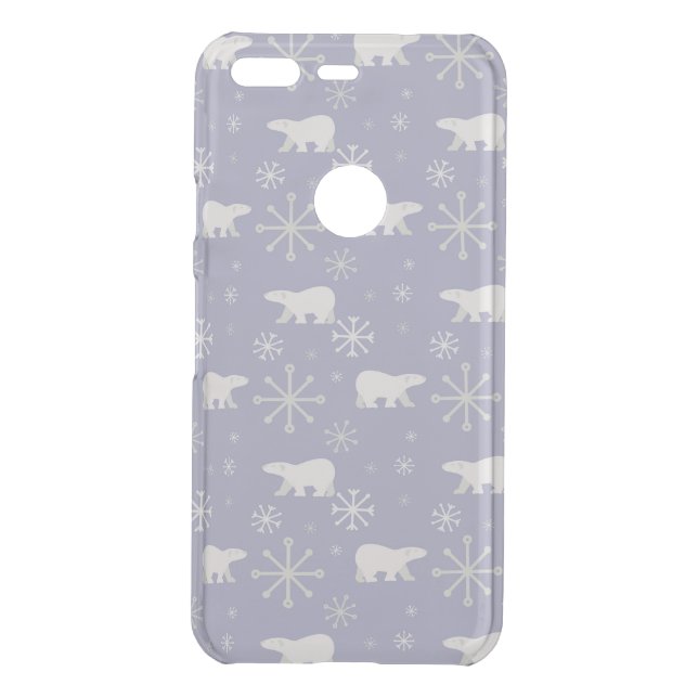 Christmas pattern with polar bears and snowflakes uncommon google pixel case (Back)