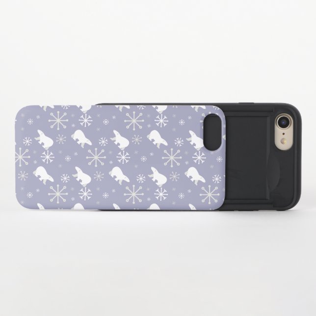 Christmas pattern with polar bears and snowflakes uncommon iPhone case (Open)