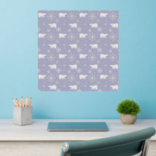 Christmas pattern with polar bears and snowflakes wall decal 