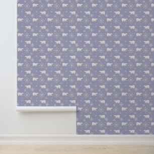 Christmas pattern with polar bears and snowflakes wallpaper