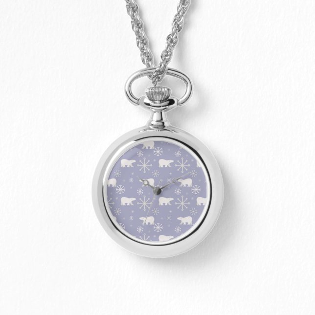 Christmas pattern with polar bears and snowflakes watch (Front)