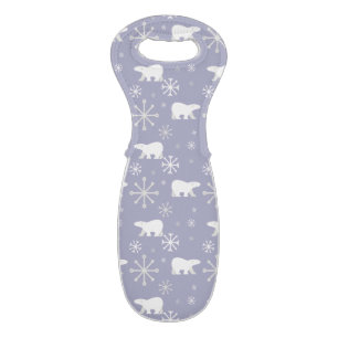 Christmas pattern with polar bears and snowflakes wine bag