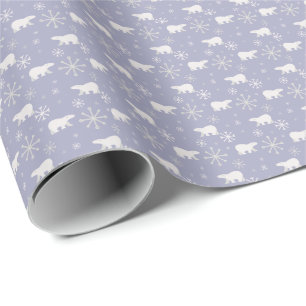 Christmas pattern with polar bears and snowflakes wrapping paper