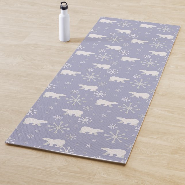 Christmas pattern with polar bears and snowflakes yoga mat (In Situ)