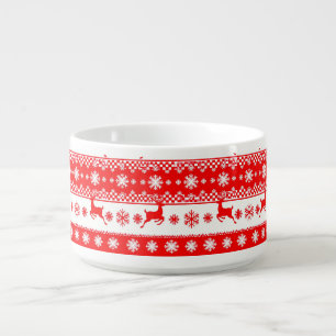 Christmas Pattern with Reindeer and Snowflakes Bowl