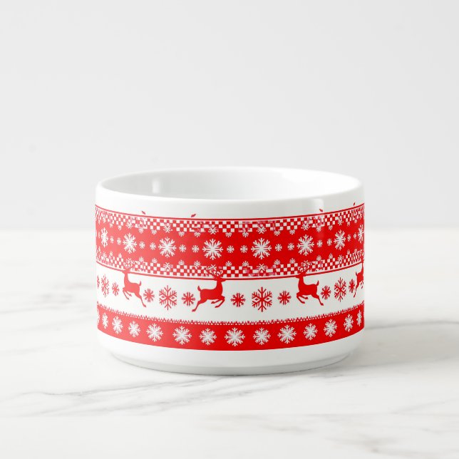 Christmas Pattern with Reindeer and Snowflakes Bowl (Center)