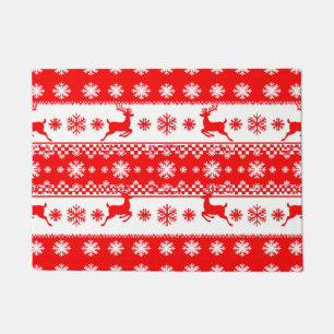 Christmas Pattern with Reindeer and Snowflakes Doormat