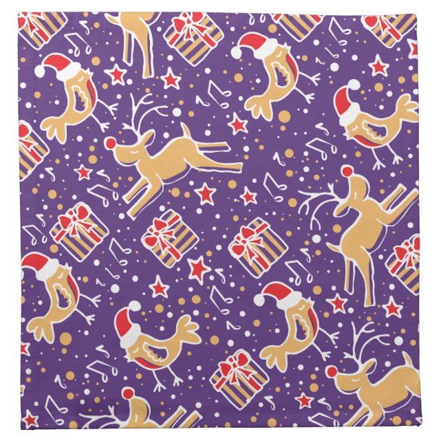 Christmas patterned animals cloth napkins (Front)
