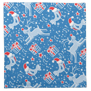 Christmas patterned blue animals cloth napkins