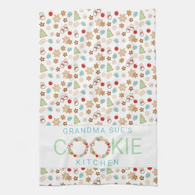 Christmas Patterned Grandma's Cookie Kitchen Kitchen Towel (Vertical)