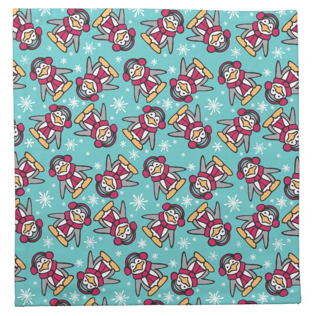 Christmas patterned penguins cloth napkins (Front)