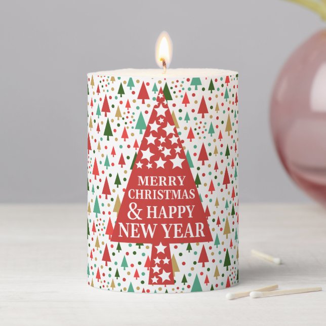 Christmas Patterns - christmas tree Pillar Candle (In Situ)