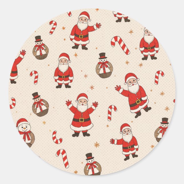 christmas patterns classic round sticker (Front)