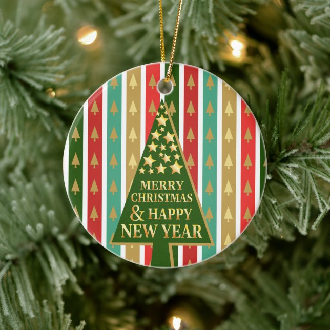 Christmas Patterns - Elegant and Chic tree design Ceramic Ornament (Tree)