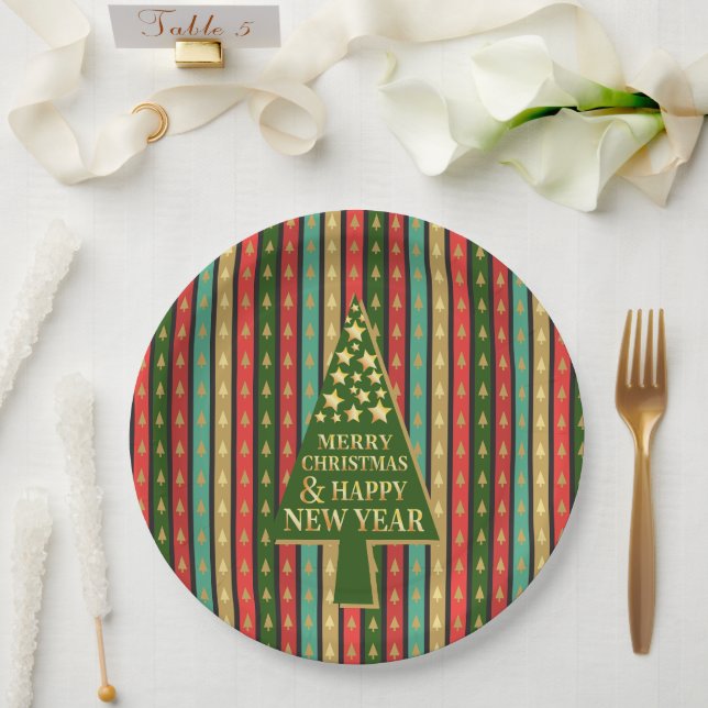 Christmas Patterns - Elegant and Chic tree design  Paper Plates (Wedding)