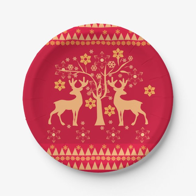 Christmas patterns paper plates (Front)