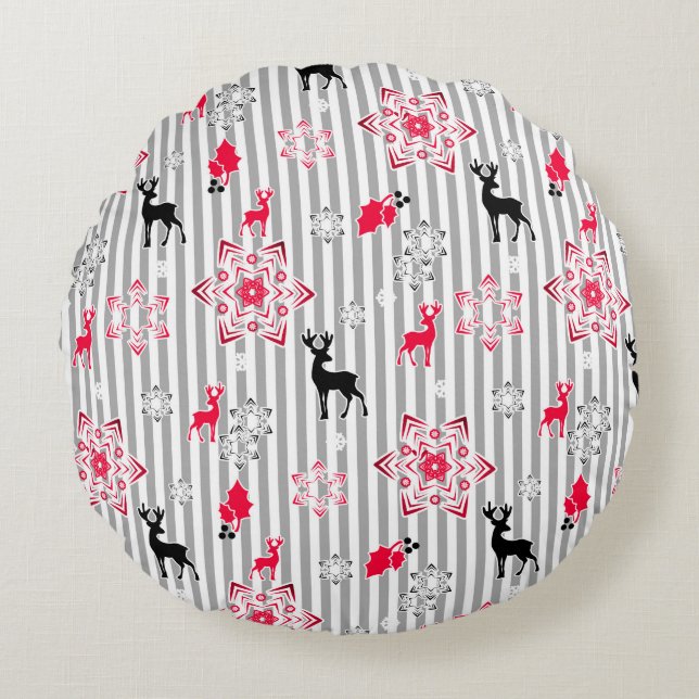 Christmas patterns round pillow (Front)