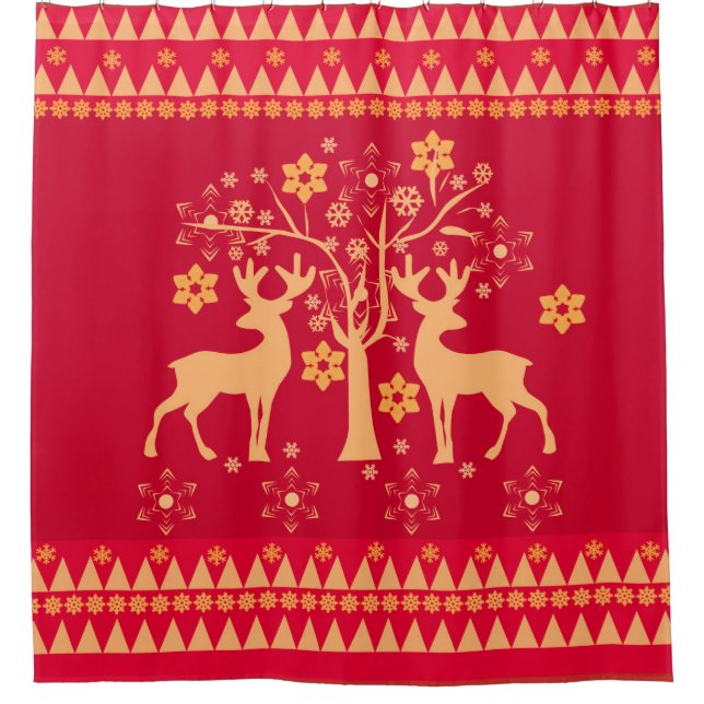 Christmas patterns shower curtain (Front)