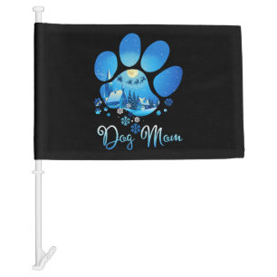 Christmas Paw Dog Mom Car Flag